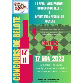 CONCOURS DE BELOTE ET DEGUSTATION BEAUJOLAIS NOUVEAU