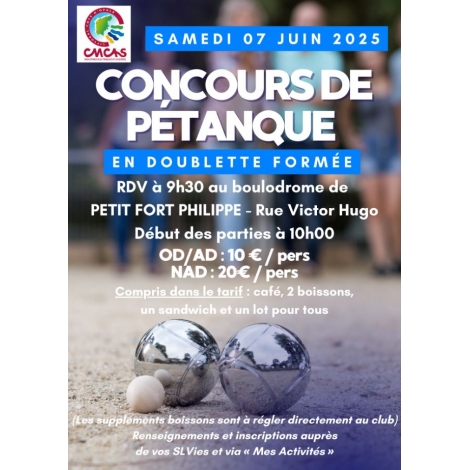 2025 CMCAS - CONCOURS DE PETANQUE D'ETE