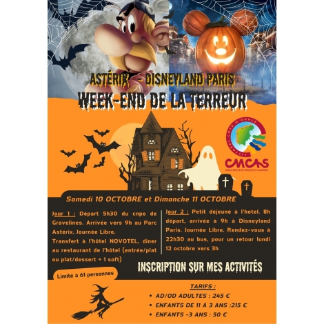 2026 CMCAS WEEK-END DISNEYLAND PARIS ET ASTERIX HALLOWEEN